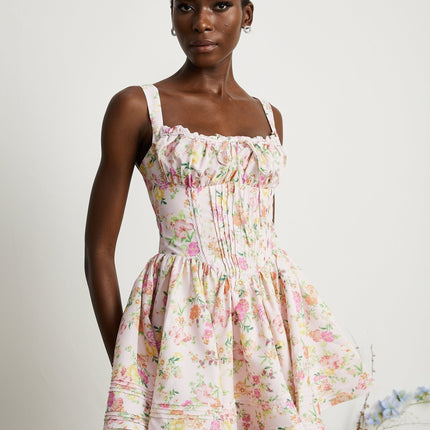 Marta Pink Floral Corset Mini Dress