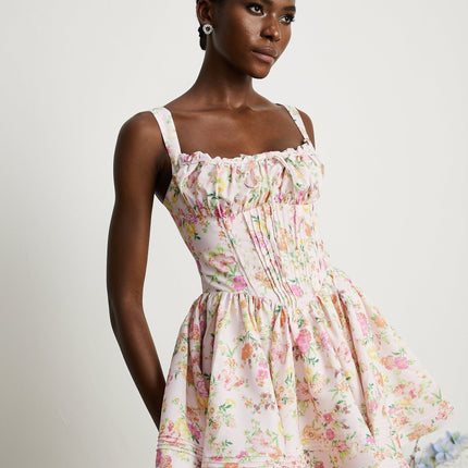 Marta Pink Floral Corset Mini Dress