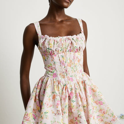 Marta Pink Floral Corset Mini Dress