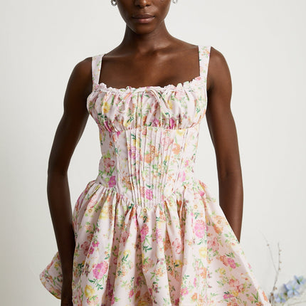 Marta Pink Floral Corset Mini Dress