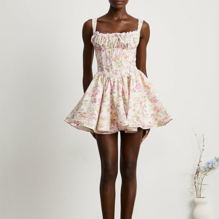 Marta Pink Floral Corset Mini Dress