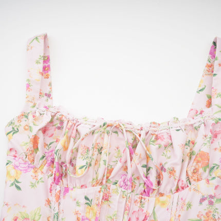 Marta Pink Floral Corset Mini Dress