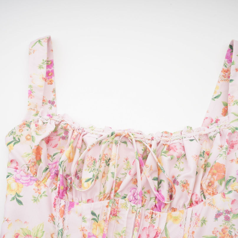 Marta Pink Floral Corset Mini Dress