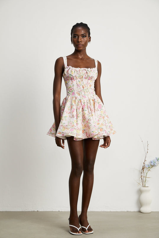 Marta Pink Floral Mini Dress
