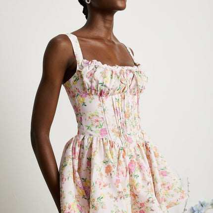 Marta Pink Floral Print Corset Mini Dress