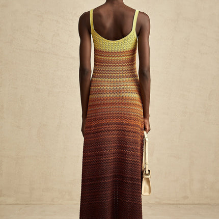 Martina Brown Gradient Knitted Maxi Dress