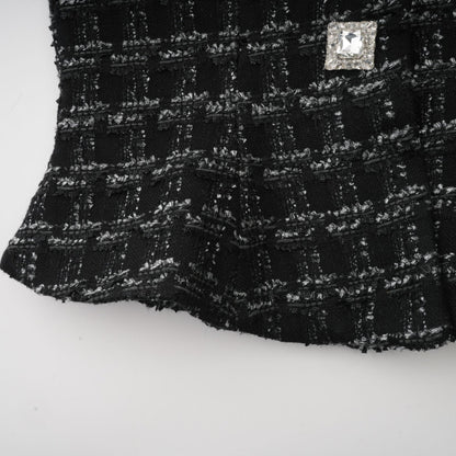 Matching set of black checked tweed vest top and skirt in Axelle style