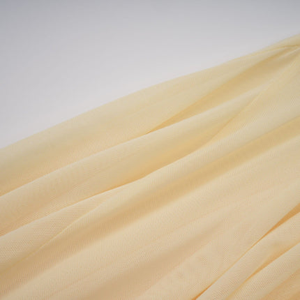 Matilde Yellow Maxi Dress Elegant Tulle Pleated Off-Shoulder Semi-Sheer Floor-Length Gown
