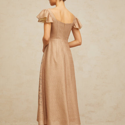 Mattea Neutrals Graphic-print Flared Sequin & Tulle Midi Dress