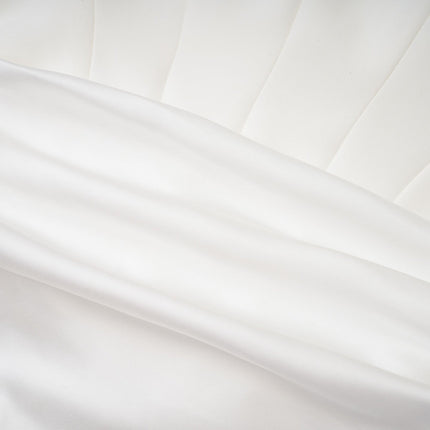 Mattea White Maxi Dress Terylene Fiber Off-Shoulder Pleated Flared Hem Rear Zip Fastening Special Occasion Elegant Chic