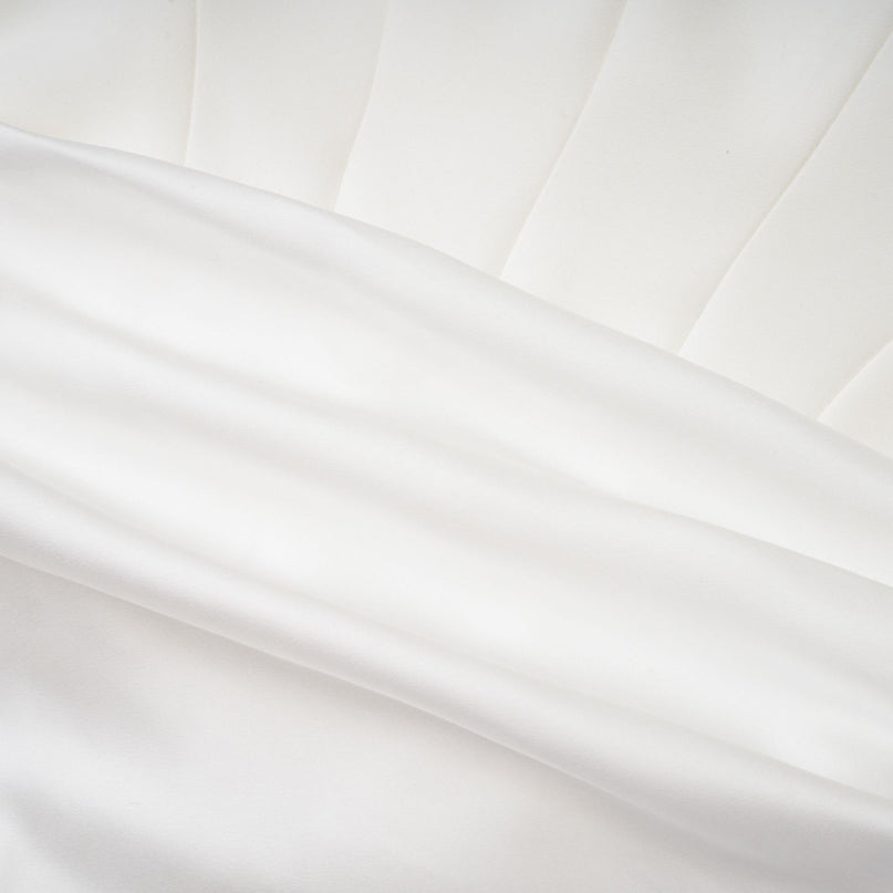 Mattea White Maxi Dress Terylene Fiber Off-Shoulder Pleated Flared Hem Rear Zip Fastening Special Occasion Elegant Chic