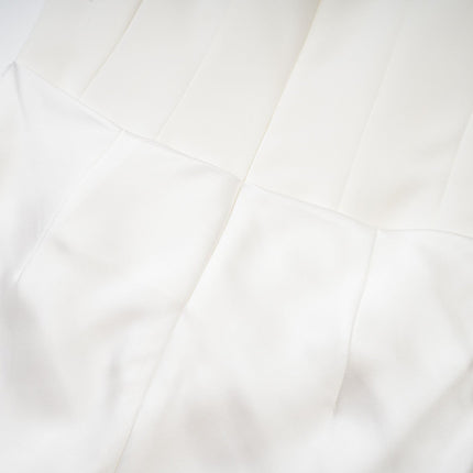 Mattea White Maxi Dress Terylene Fiber Off-Shoulder Pleated Flared Hem Rear Zip Fastening Special Occasion Elegant Chic