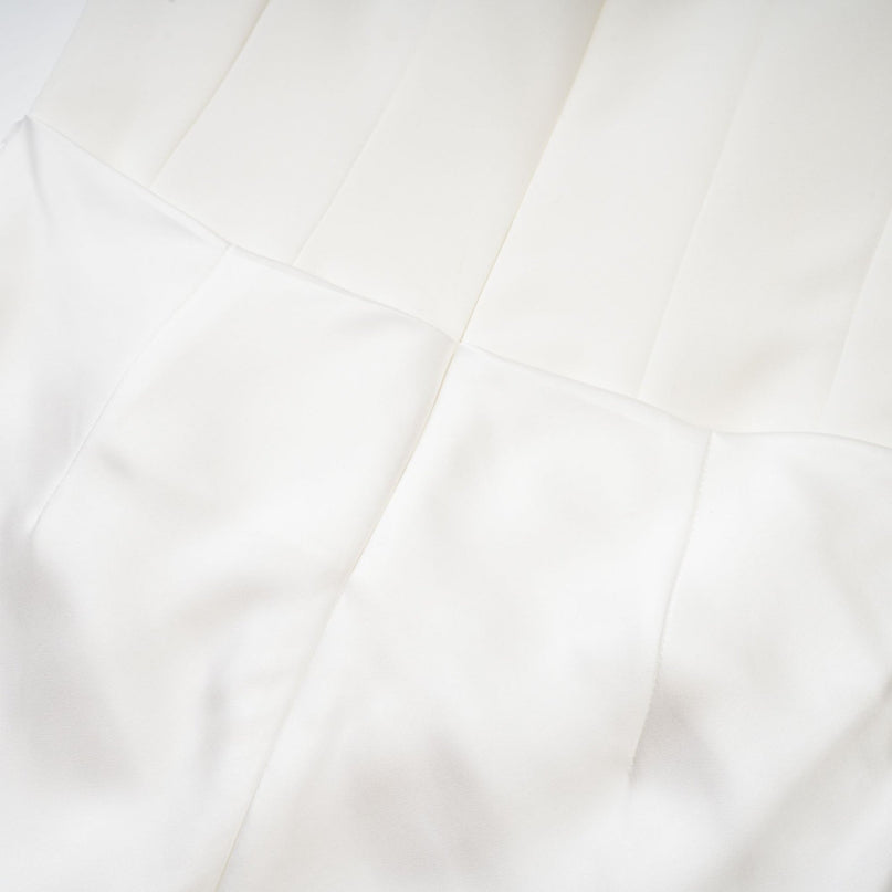 Mattea White Maxi Dress Terylene Fiber Off-Shoulder Pleated Flared Hem Rear Zip Fastening Special Occasion Elegant Chic