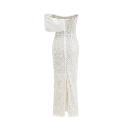 Maura fauxpearl offshoulder dress