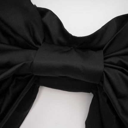 Maya Black Sleeveless Crop Top with Bow Detail and Spaghetti Straps