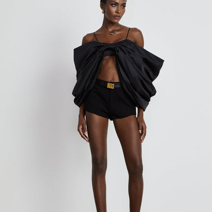 Maya Black Sleeveless Top with Bow Detail