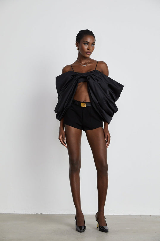 Maya Black Sleeveless Top with Bow Detail