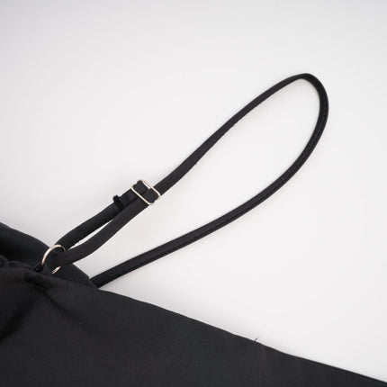 Maya Black Sleeveless Top with Spaghetti Straps and Bow Detail
