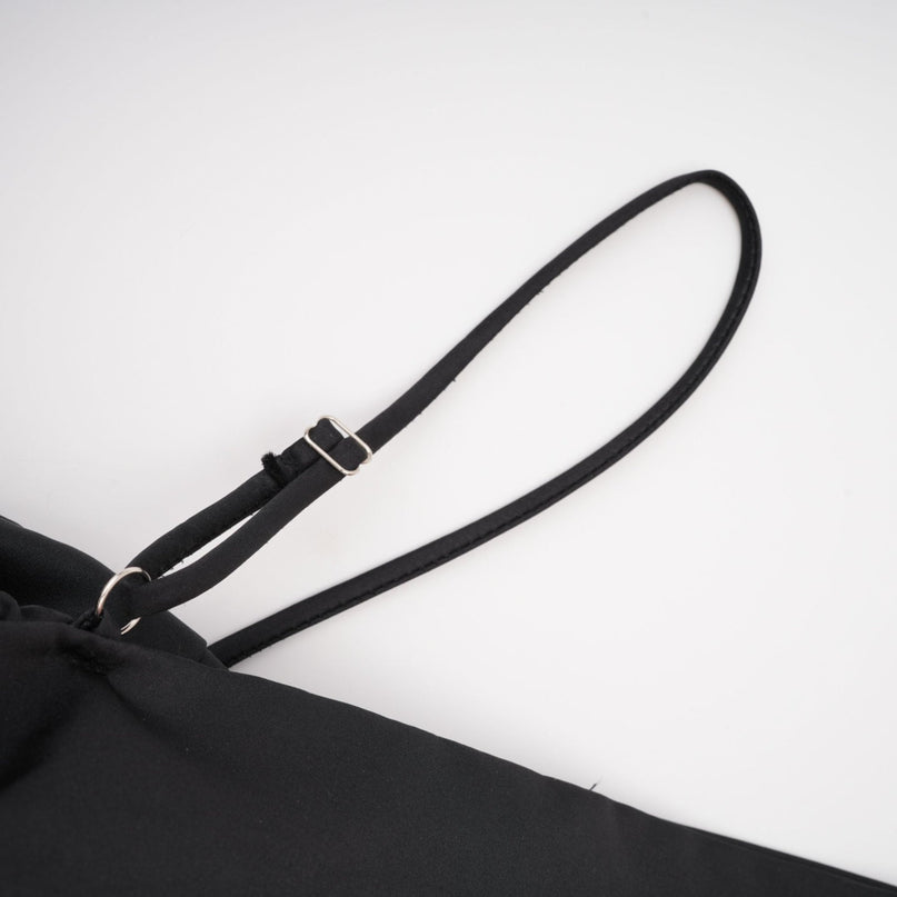 Maya Black Sleeveless Top with Spaghetti Straps and Bow Detail