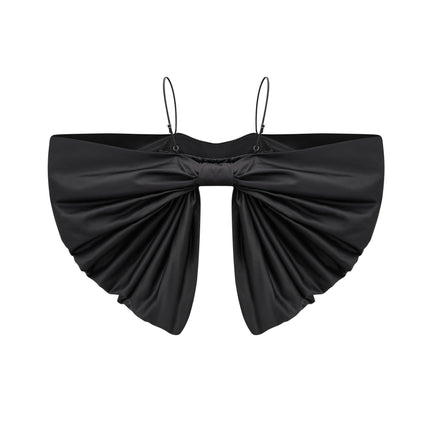 Maya Black Sleeveless Top with Spaghetti Straps and Bow Detail