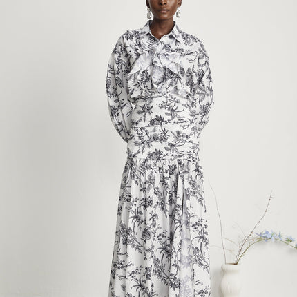 Maya White Graphic Print Matching Set Shirt Skirt Viscose