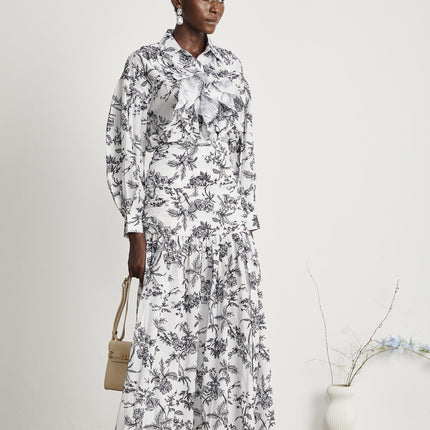 Maya White Graphic Print Matching Set Shirt Skirt Viscose