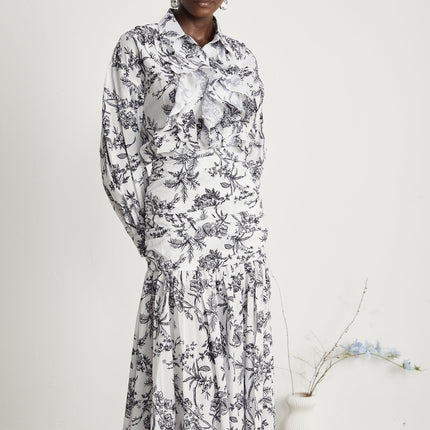 Maya White Graphic Print Matching Set Shirt Skirt Viscose
