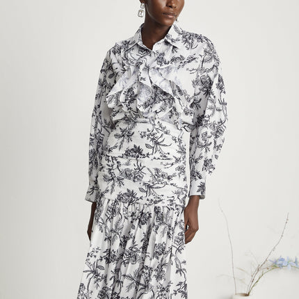 Maya White Graphic Print Matching Set Shirt Skirt