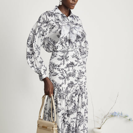 Maya White Shirt Skirt Graphic Print Matching Set
