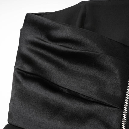 Mealla Black Flared Mini Dress With Crystal Buttons