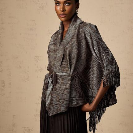 Melanie Black and Gold Gilded Cape Top and Skirt Set