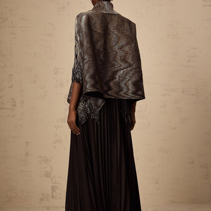 Melanie Black and Gold Gilded Cape Top and Skirt Set