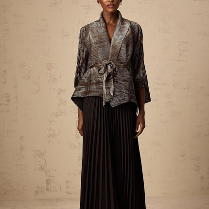 Melanie Black and Gold Gilded Cape Top and Skirt Set