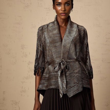 Melanie Black and Gold Gilded Cape Top and Skirt Set