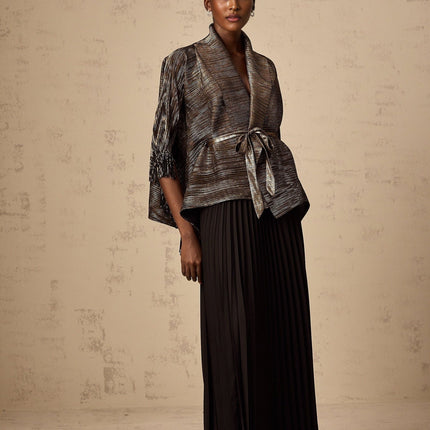 Melanie Black and Gold Gilded Cape Top and Skirt Set