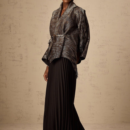 Melanie Black and Gold Gilded Cape Top and Skirt Set