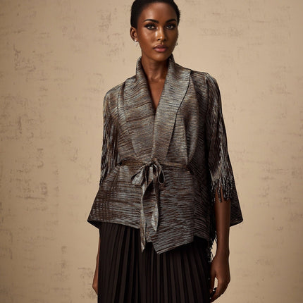 Melanie Black and Gold Gilded Cape Top and Skirt Set