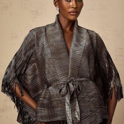 Melanie Black and Gold Gilded Cape Top and Skirt Set