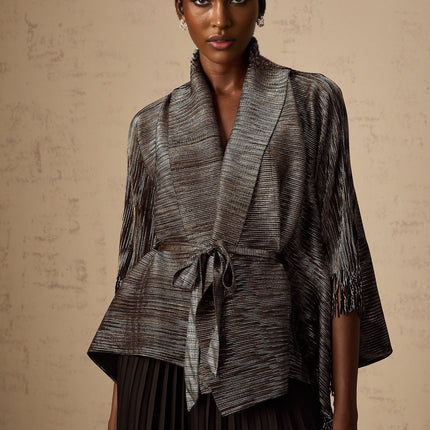 Melanie Black and Gold Gilded Cape Top and Skirt Set
