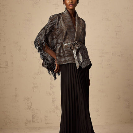 Melanie Black and Gold Gilded Cape Top and Skirt Set