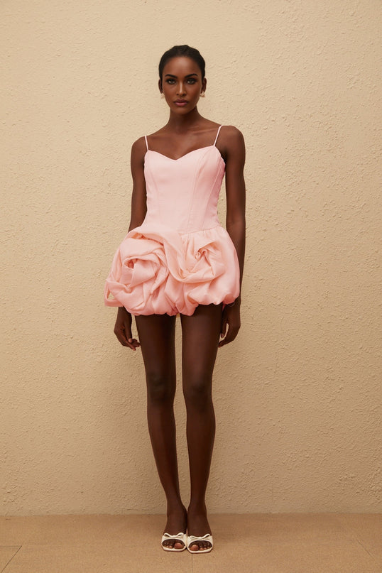 Melanie Pink 3D Petal Bubble Mini Dress