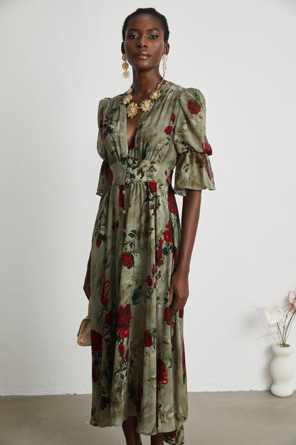 Mélisande floralprint Vneck midi dress