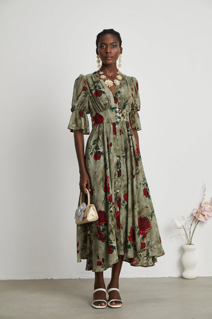 Mélisande floralprint Vneck midi dress