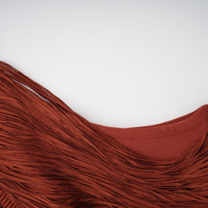 Mélisande Red Halterneck Fringed Maxi Gown