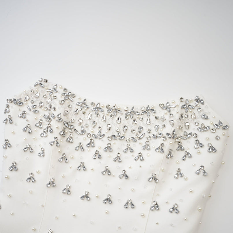 Melisande white embellished midi dress