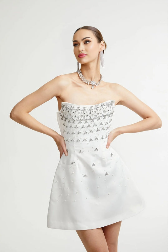 Melisande white embellished mini dress