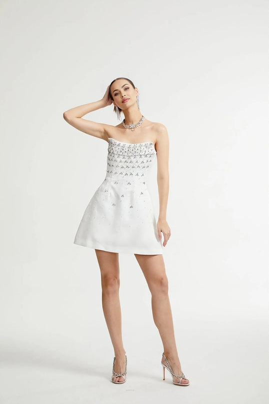 Melisande white embellished mini dress