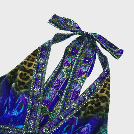 Melissa Blue Crystal Embellished Halterneck Jumpsuit
