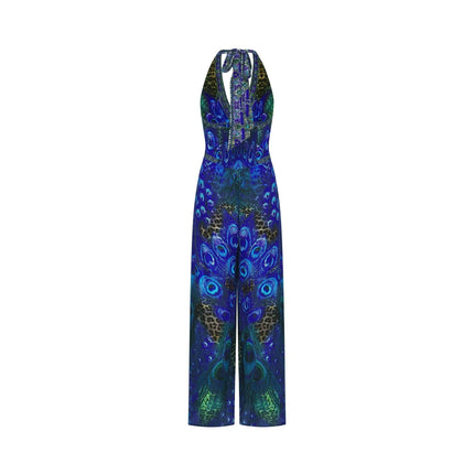 Melissa Blue Crystal Embellished Halterneck Jumpsuit
