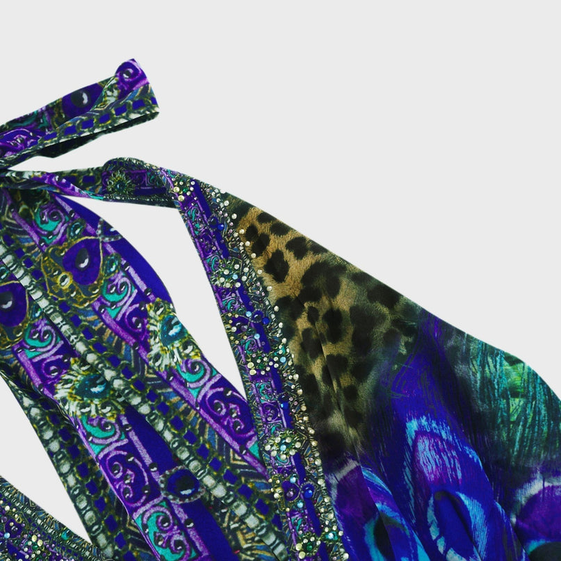Melissa Crystal Embellished Halterneck Blue Multicolor Jumpsuit